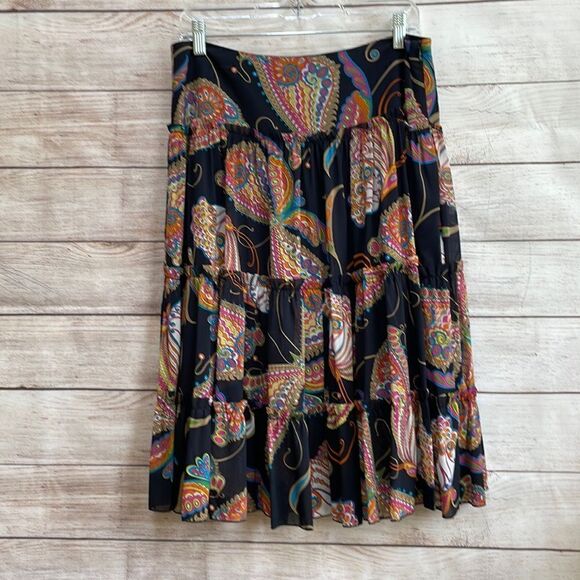 TRINA‎ TURK SILK TIERED SKIRT - Picture 1 of 7